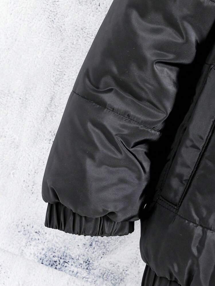 Tween Boy 1pc Zipper Hooded Padded Coat & 1pc Bag