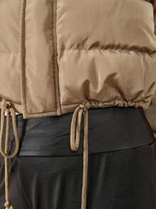 SHEIN Frenchy Áo khoác đệm viền rút dây - Cà phê nâu - Xem 5