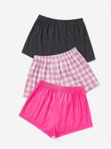 SHEIN 3pcs Letter Graphic Drawstring Waist Shorts - Multicolor - View 2