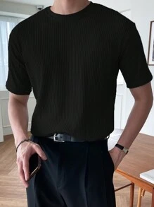 DAZY 男士素色條紋針織T恤