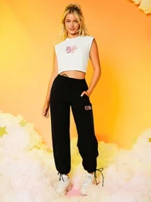 SHEIN X Care Bears 卡通熊圖案運動背心 - 白色 - 查看 4
