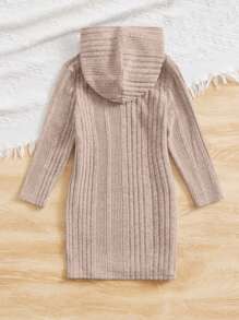 SHEIN Bé gái tuổi teen Chất rắn Đầm có mũ - Màu Hồng baby - Xem 2