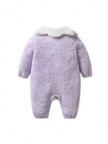 Baby Girl Rabbit Three-Dimensional Chapter Jumpsuit Plush Outdoor Winter - Purple - View 2