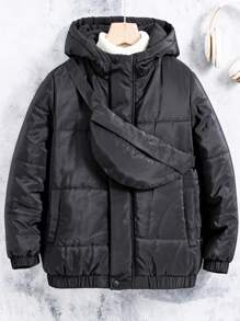 Tween Boy 1 件拉链连帽加厚外套和 1 个包