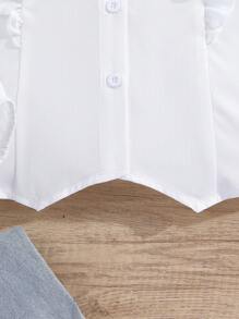 Tween Girl Ruffle Trim Bow Front Shirt,Holiday,Summer,Travel - White - View 8