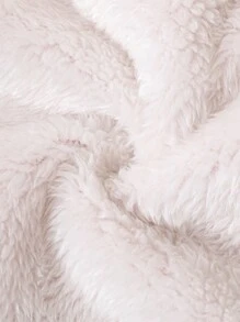 SHEIN Baby Girl Leisure Cute Rabbit Ear Design Hooded Fleece Jacket - Dusty Pink - View 3