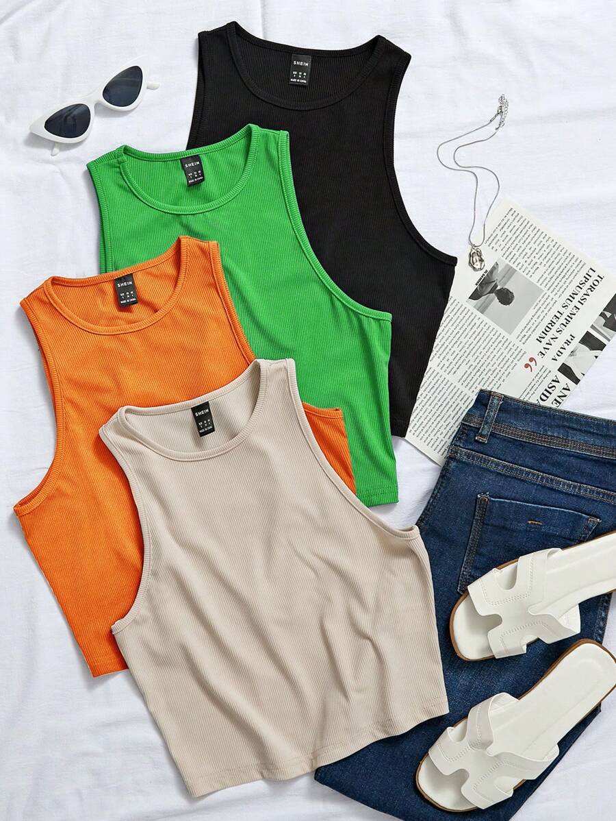 Chiquease 4pcs Solid Tank Top - Multicolor - View 1
