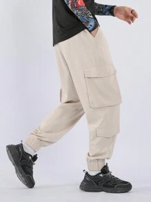 Manfinity EZcore Loose Fit Men's Cargo Pants With Flap Pockets And Side Pockets