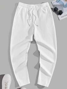 Manfinity RebelGame Men Drawstring Waist Sweatpants - White - View 1