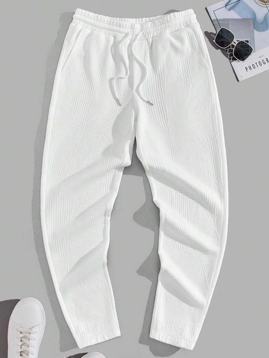 Manfinity RebelGame Men Drawstring Waist Sweatpants - White - View 1