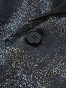 Manfinity AFTRDRK 男士大码滿版圖案青果領單釦西裝外套