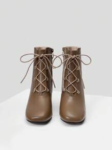 MOTF PREMIUM 女性時尚系帶靴 - 棕色 - 查看 9