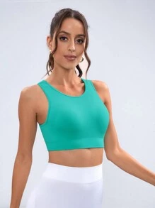 Cut Out Back Sports Bra - Green - View 3