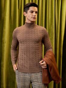 Manfinity VCAY Men Solid Mock Neck Sweater - Khaki - View 1