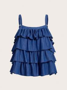 SHEINNeu 層疊下擺吊帶上衣 - 藍色 - 查看 1