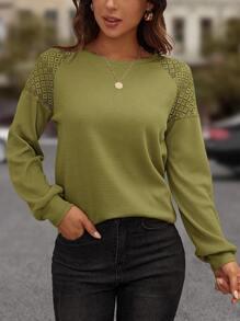 SHEIN LUNE Áo thun nữ - màu xanh lá - Xem 1