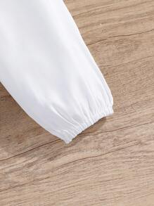 Tween Girl Ruffle Trim Bow Front Shirt,Holiday,Summer,Travel - White - View 5