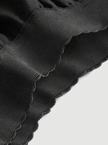 SHEIN MOD 素色荷葉邊不對稱下擺半身裙 - 黑色 - 查看 4