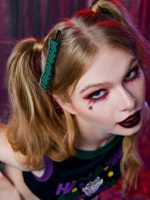 Harley Quinn | ROMWE 3pcs Women Cartoon & Letter Graphic Hair Clip - Multicolor - View 4