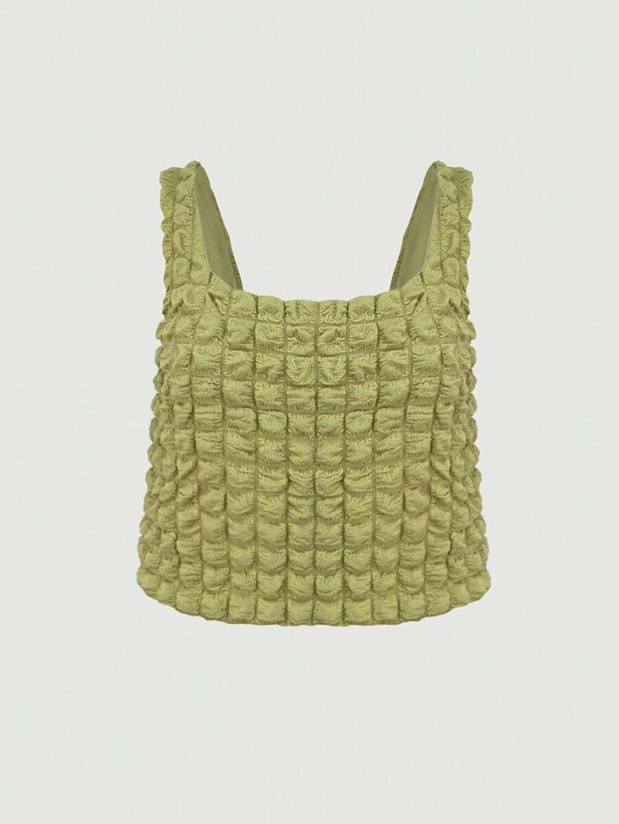 GENKIRA Top tank unicolor fruncido - Amarillo - Ver 1