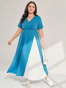 Mulvari Hơn Hai âm Viền xếp Đầm - Màu xanh lam - Xem 5