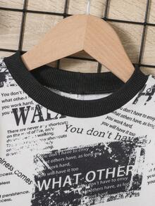 SHEIN Baby Boy Letter Graphic Sweatshirt & Sweatpants - Multicolor - View 4