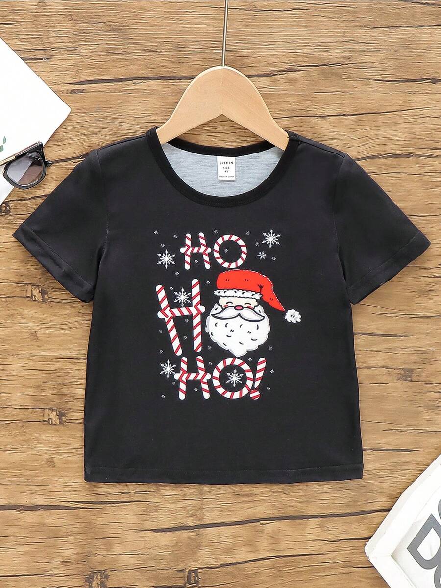 Chàng trai trẻ Ông già Noel Giáng sinh & Đồ họa Khẩu hiệu Áo thun - màu đen - Xem 1