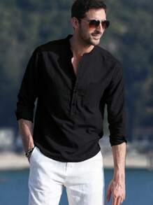 NITAGUT 男士休闲简约透气长袖衬衫