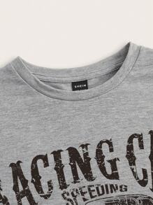 SHEIN EZwear Áo phông nữ ngắn tay crop top & họa tiết ô tô thông thường, áo thun nữ đua xe mùa hè TỐC ĐỘ DÁM BẮT ĐẦU CÔNG LÝ VÀ GIÁ TRỊ nhanh nhất - Màu Xám nhạt - Xem 4