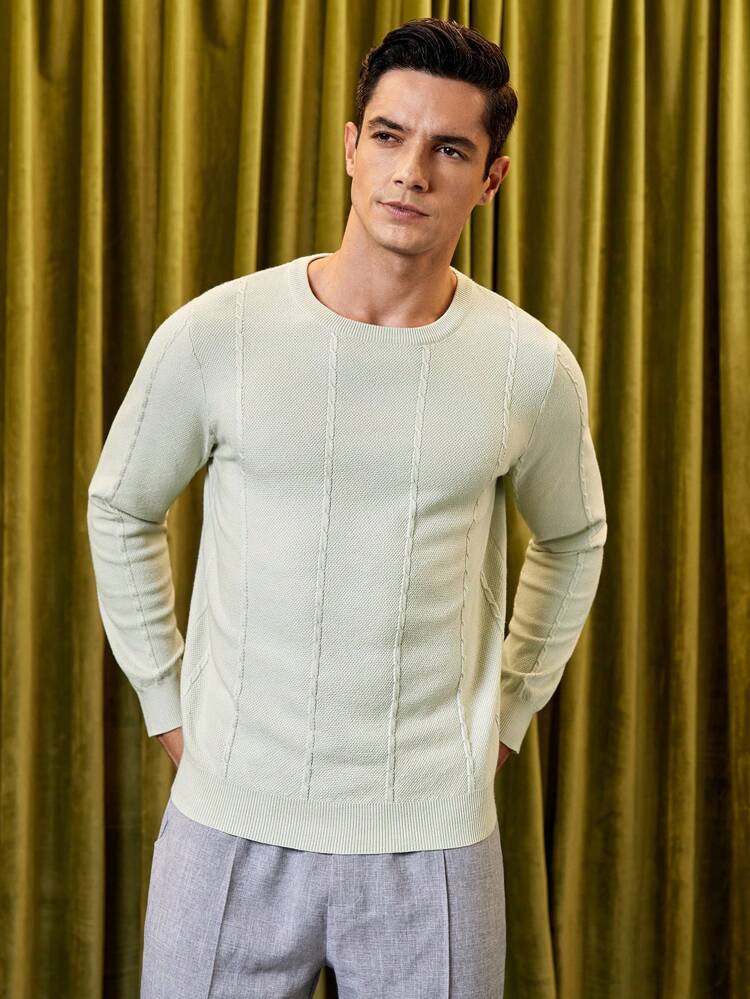 Men Solid Seam Detail Sweater