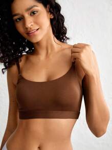Ocili 無縫無線胸罩，不可拆卸墊片，咖啡棕色 - 咖啡棕 - 查看 1