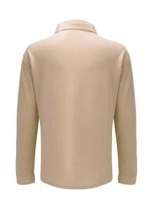 Men Solid Button Up Shacket - Apricot - View 2