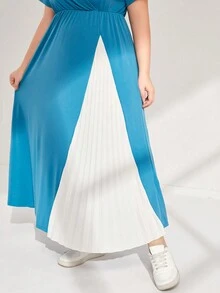 Mulvari Hơn Hai âm Viền xếp Đầm - Màu xanh lam - Xem 4