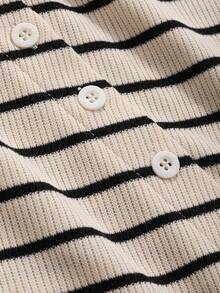 DAZY 條紋印花抹胸上衣 - 黑與白 - 查看 12