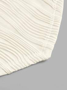 SHEIN EZwear Summer Outfit Solid Knit Hanky Hem Tube Top - Apricot - View 3