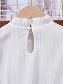 SHEIN 女大童喇叭袖荷葉邊下擺洋裝 - 白色 - 查看 6