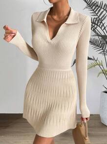 SHEIN LUNE Jednolity Dzianina prążkowana Suknie Dresowe