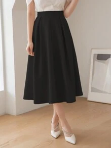 DAZY 高腰褶皱细节半身裙