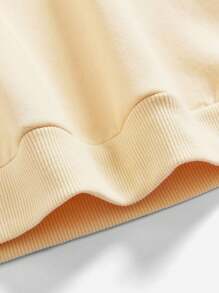 SHEIN 少女休闲爱心图案长袖抓绒卫衣，适合秋冬季穿着 - 米色 - 查看 4