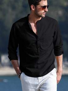 NITAGUT 男士休闲简约透气长袖衬衫