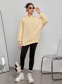 Teen Girl Slogan & Butterfly Print Drop Shoulder Sweatshirt - Beige - View 7