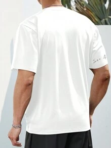 Manfinity Homme Nam Plus Đồ họa Chữ cái Áo thun - trắng - Xem 2