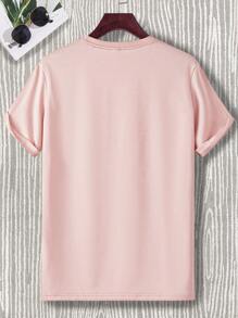 Manfinity Homme Men Plus Size Casual Floral & Japanese Letter Graphic Short Sleeve Tee, For Going Out, Cherry Blossom Shirt, Pink Graphic Tee Men