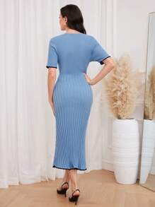 Mulvari 拼接邊毛衣洋裝 - 淺藍色 - 查看 2