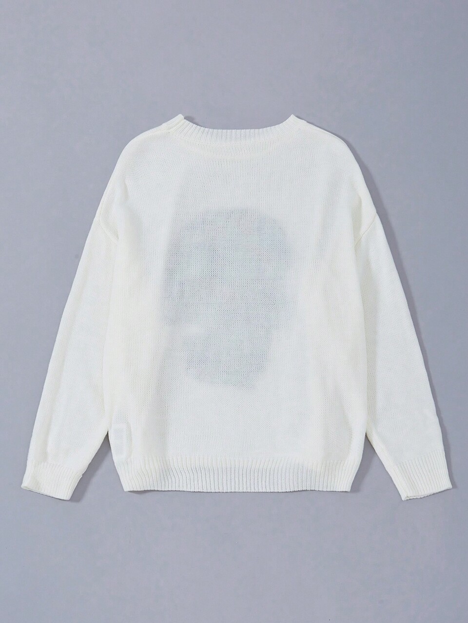 Plus Skull Pattern Drop Shoulder Sweater