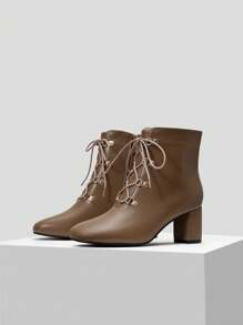 MOTF PREMIUM 女性時尚系帶靴 - 棕色 - 查看 4