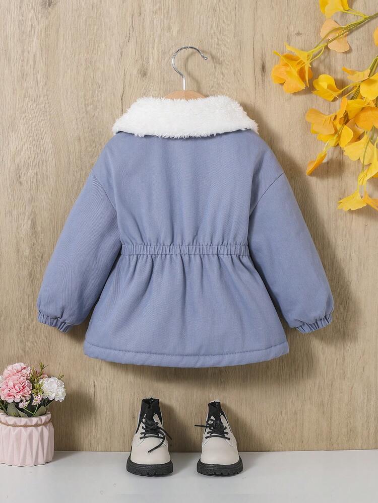 Baby Girl Borg Collar Dual Pocket Coat