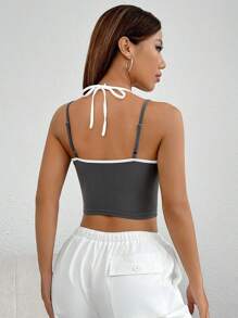 Muchica Khối màu 2 trong1 Cami ngọn - Xám - Xem 2