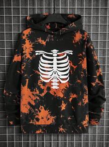 Manfinity VCAY Men Tie Dye Skeleton Print Hoodie - Multicolor - View 1