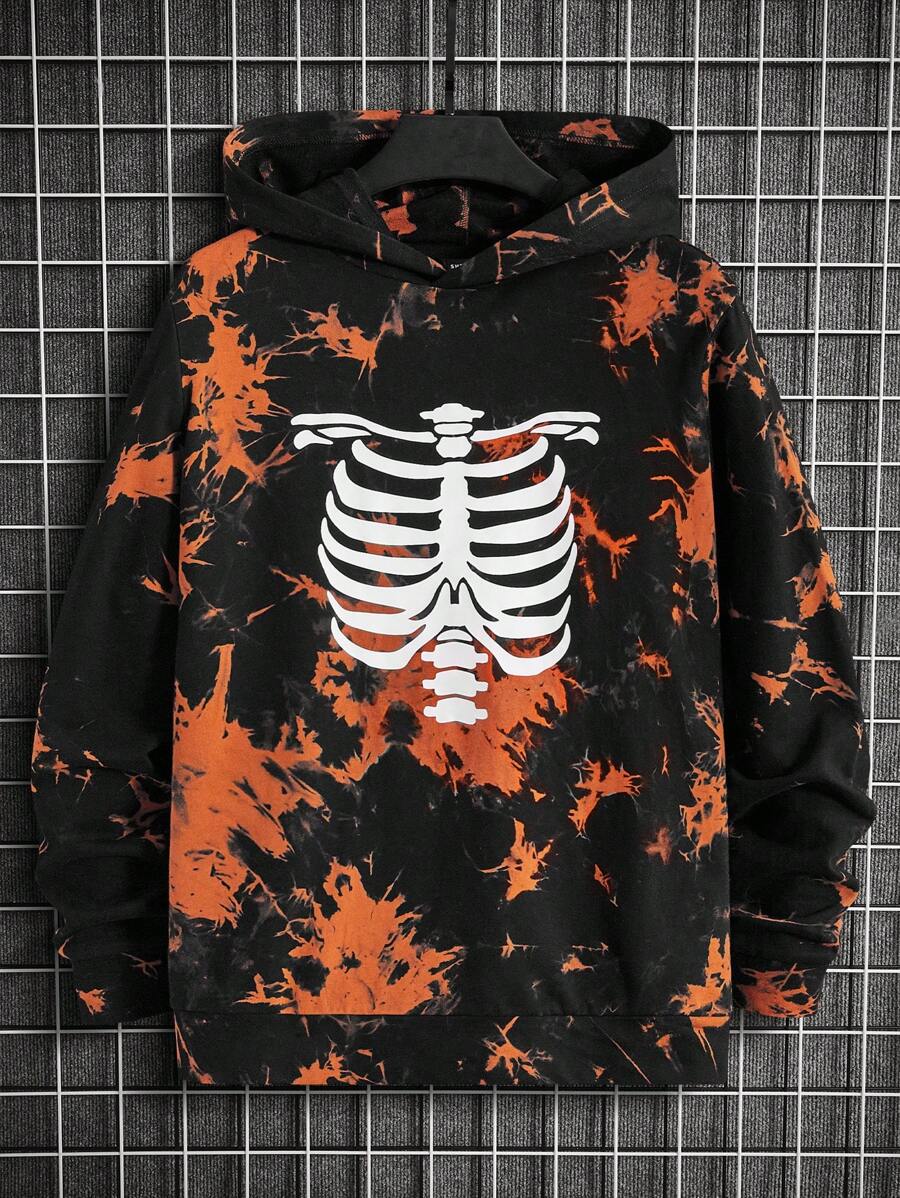 Manfinity VCAY Men Tie Dye Skeleton Print Hoodie - Multicolor - View 1